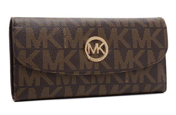 michael kors lommebok jet set continental brun Lagre Online lcp3a